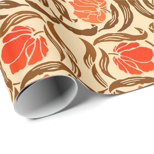William Morris Pimpernel, Mandarin Oranje & Brown Cadeaupapier (Rol Hoek)