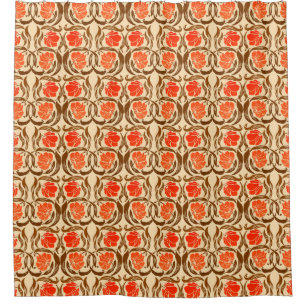 William Morris Pimpernel, Mandarin Oranje & Brown Douchegordijn