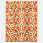 William Morris Pimpernel, Mandarin Oranje & Brown Fleece Deken (Voorkant)