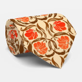 William Morris Pimpernel, Mandarin Oranje & Brown Stropdas (Opgerold)