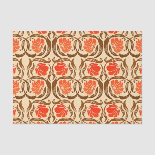 William Morris Pimpernel, Mandarin Oranje & Brown Tissuepapier (Voorkant)