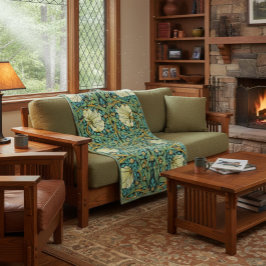 William Morris Pimpernel Mission Style Fleece Deken