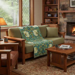 William Morris Pimpernel Mission Style Fleece Deken