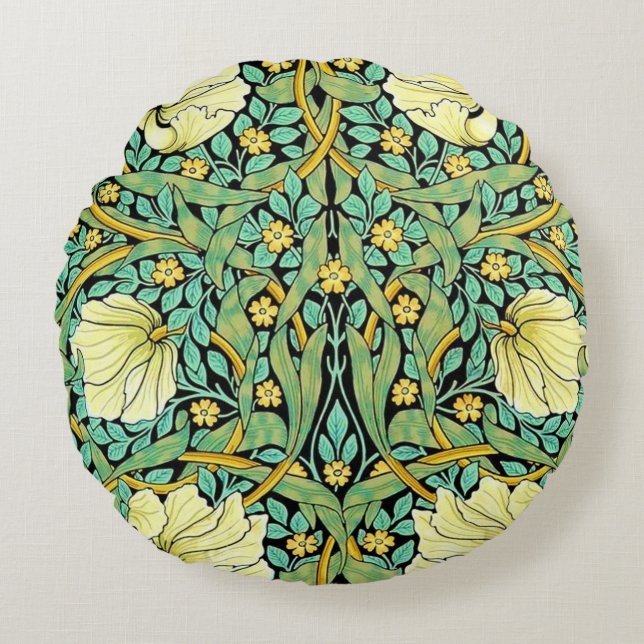 William Morris Pimpernel Mission Style Rond Kussen (Voorkant)