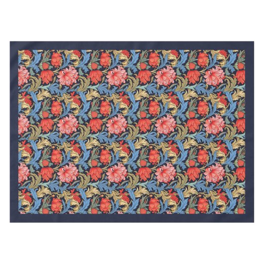 William Morris Pimpernel pastel blauw roze rood Tafelkleed (Voorkant (Horizontaal))