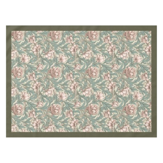 William Morris Pimpernel pastel groen bord roze Tafelkleed (Voorkant (Horizontaal))