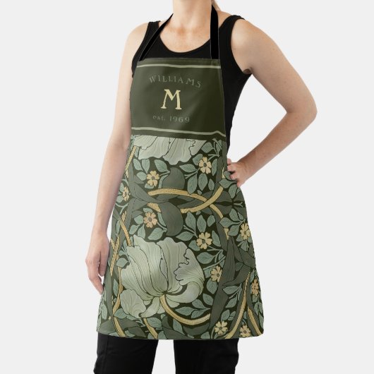 William Morris Pimpernel  Pattern Apron Schort (Insitu)