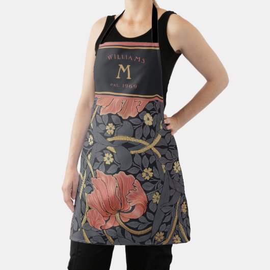 William Morris Pimpernel  Pattern Apron Schort (Insitu)