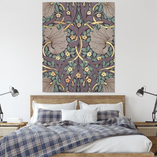 William Morris Pimpernel  Pattern Canvas Pr Afdruk (Insitu (Slaapkamer))