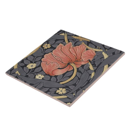 William Morris Pimpernel  Pattern Ceramic T Tegeltje (Zijkant)