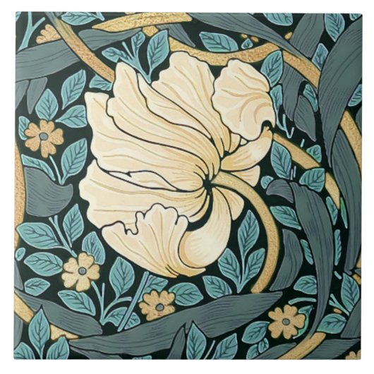 William Morris Pimpernel  Pattern Ceramic T Tegeltje (Voorkant)