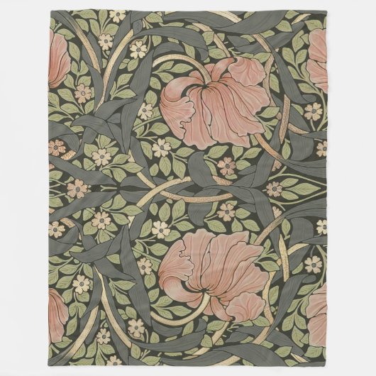 William Morris Pimpernel  Pattern Fleece Bl Deken (Voorkant)