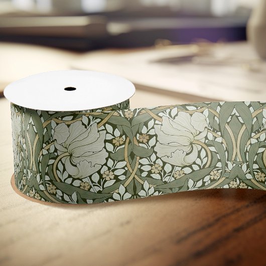 William Morris Pimpernel Pattern Satin Rib Satijnen Lint