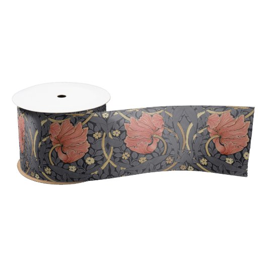 William Morris Pimpernel  Pattern Satin Rib Satijnen Lint (Spoel)