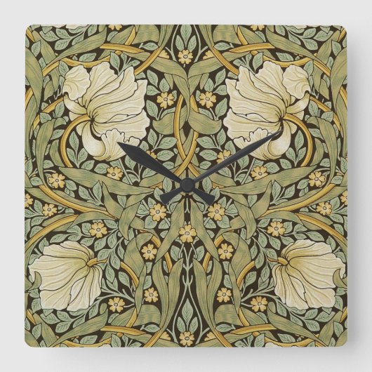 William Morris Pimpernel  Pre-Raphaelite Vierkante Klok (Voorkant)
