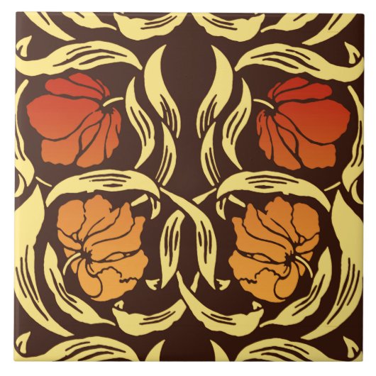 William Morris Pimpernel, Rust Oranje en Brown Tegeltje (Voorkant)