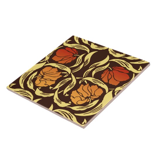 William Morris Pimpernel, Rust Oranje en Brown Tegeltje (Zijkant)