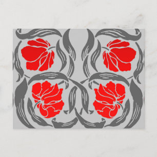 William Morris Pimpernel, Silver Grey en Red Briefkaart