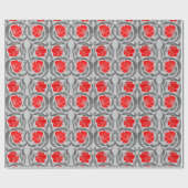 William Morris Pimpernel, Silver Grey en Red Cadeaupapier (Vlak)