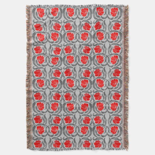 William Morris Pimpernel, Silver Grey en Red Deken (Voorkant Verticaal)