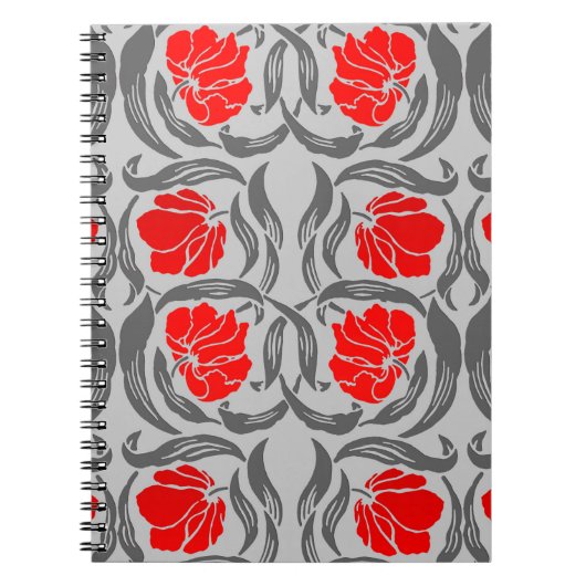 William Morris Pimpernel, Silver Grey en Red Notitieboek (Voorkant)