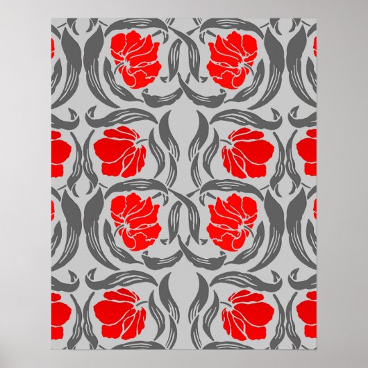 William Morris Pimpernel, Silver Grey en Red Poster (Voorkant)