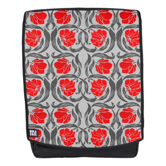 William Morris Pimpernel, Silver Grey en Red Rugtassen (Voorkant)