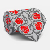 William Morris Pimpernel, Silver Grey en Red Stropdas (Opgerold)