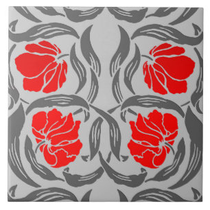William Morris Pimpernel, Silver Grey en Red Tegeltje