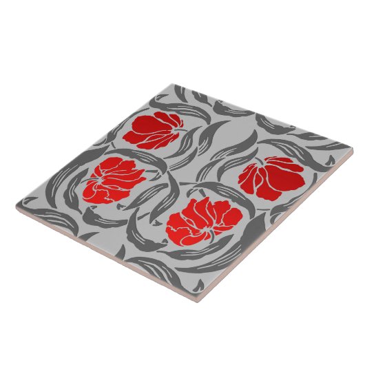 William Morris Pimpernel, Silver Grey en Red Tegeltje (Zijkant)