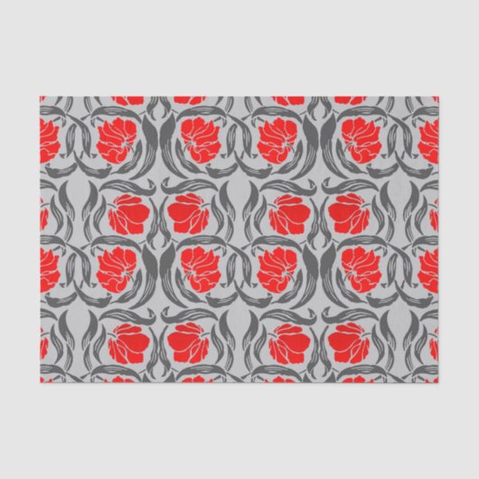 William Morris Pimpernel, Silver Grey en Red Tissuepapier (Voorkant)