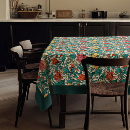 William Morris Pimpernel terracotta pastel blauw Tafelkleed