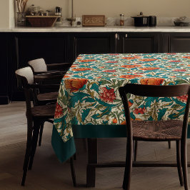 William Morris Pimpernel terracotta pastel blauw Tafelkleed