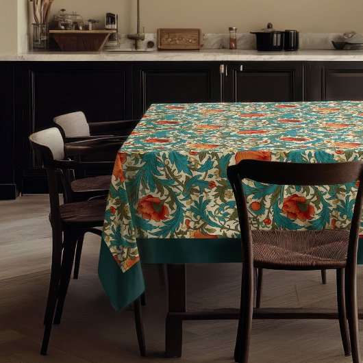 William Morris Pimpernel terracotta pastel blauw Tafelkleed