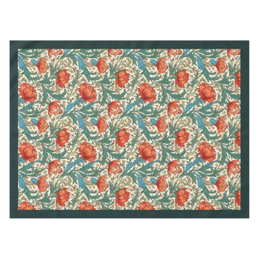 William Morris Pimpernel terracotta pastel groen Tafelkleed (Voorkant (Horizontaal))