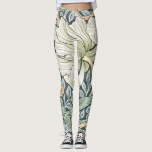 William Morris Pimpernel Tulpen Botanische Kunst Leggings