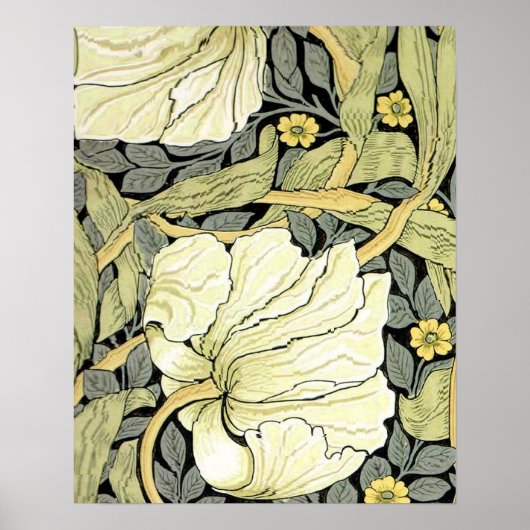 William Morris Pimpernel Tulpen Botanische Kunst Poster (Voorkant)