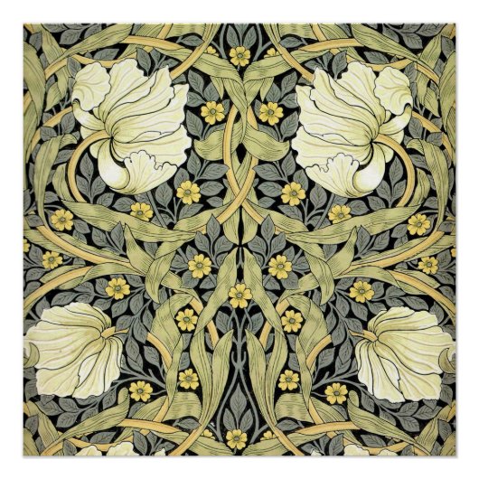 William Morris Pimpernel Tulpen Botanische Kunst Poster (Voorkant)