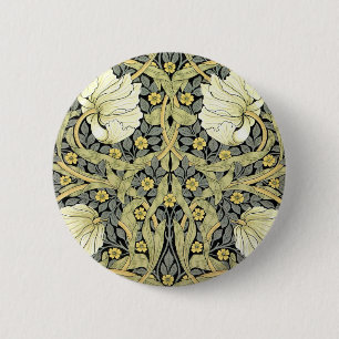 William Morris Pimpernel Tulpen Botanische Kunst Ronde Button 5,7 Cm