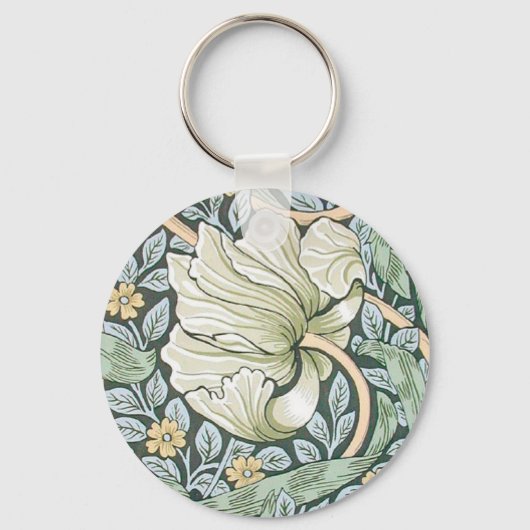 William Morris Pimpernel Tulpen Botanische Kunst Sleutelhanger (Voorkant)