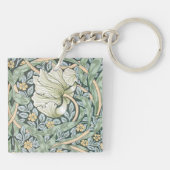 William Morris Pimpernel Tulpen Botanische Kunst Sleutelhanger (Achterkant)