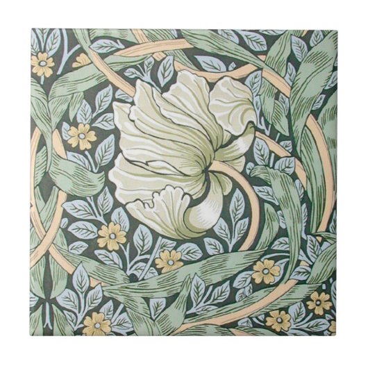 William Morris Pimpernel Tulpen Botanische Kunst Tegeltje (Voorkant)