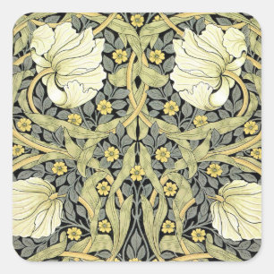 William Morris Pimpernel Tulpen Botanische Kunst Vierkante Sticker