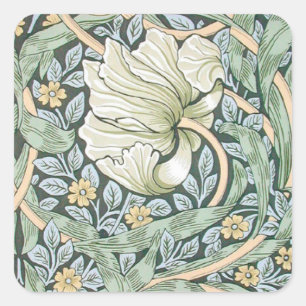 William Morris Pimpernel Tulpen Botanische Kunst Vierkante Sticker
