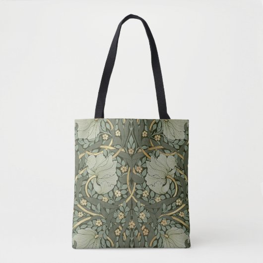William Morris Pimpernel Warm Green Gold Pattern Tote Bag (Voorkant)
