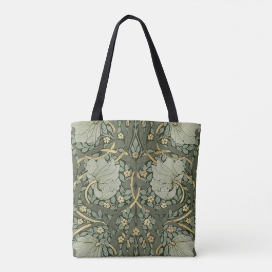William Morris Pimpernel Warm Green Gold Pattern Tote Bag (Achterkant)
