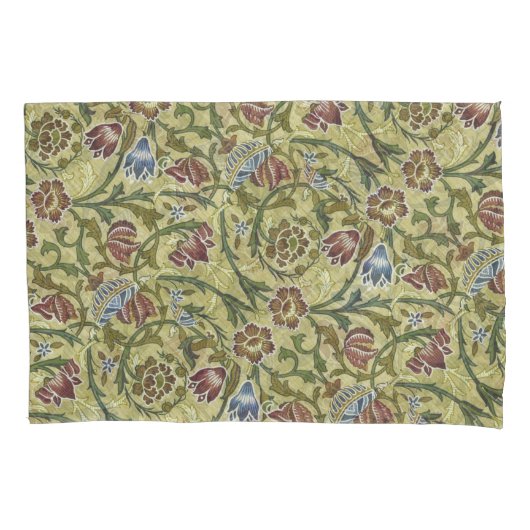  William Morris Pink Blue Brocade Kussensloop (Voorkant-Links)