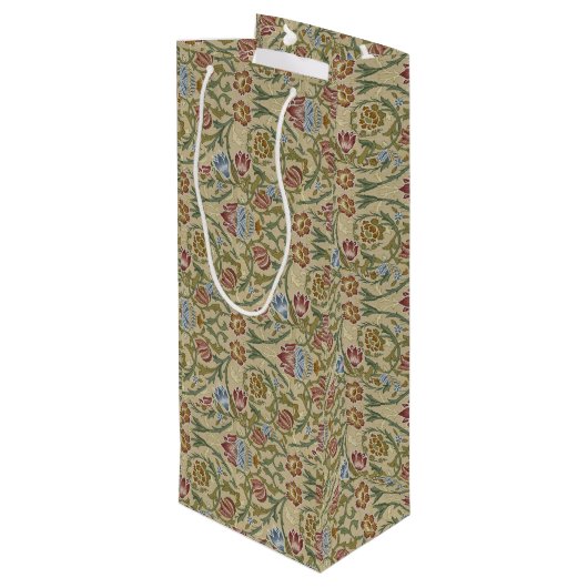 William Morris Pink Blue Brocade Wijn Cadeautas (Achterkant Gekanteld)