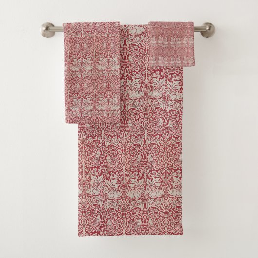 William Morris Pink Brother Rabbit Birds Bad Handdoek (Insitu)