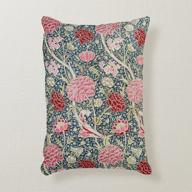 William Morris Pink en Red Fabric Pillow Accent Kussen (Voorkant(Verticaal))